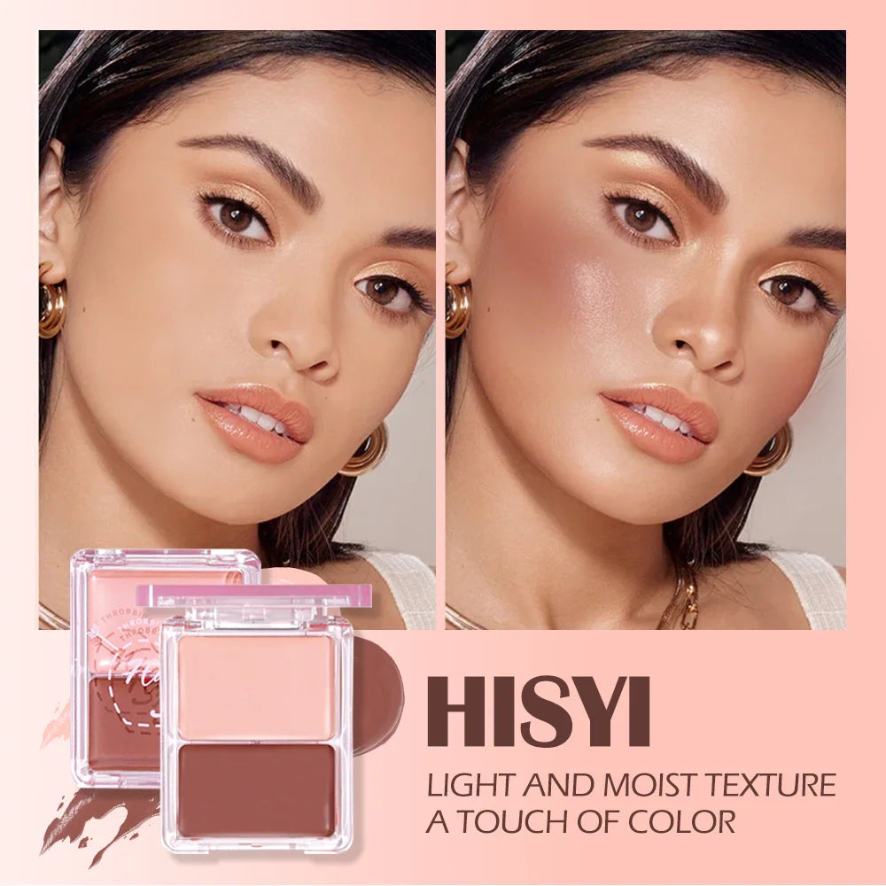 Two-tone Dewy Blush Palette Glow Matte Duo Easy Blend Long-wear Qme