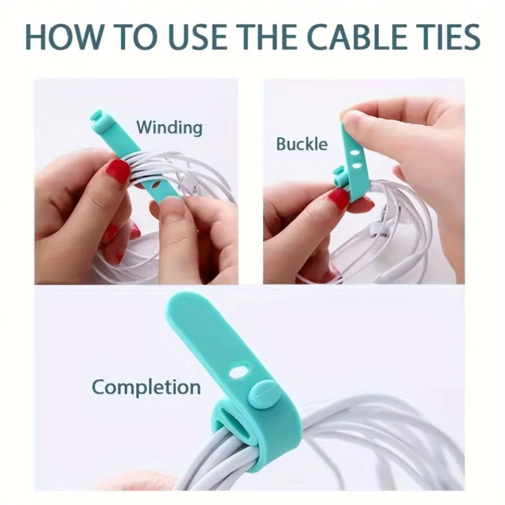 20/40/60Pcs Reusable Silicone Cable Ties, Multicolor Cord Organizer Straps for Earphone, Charger Cable, Wire Management Qme
