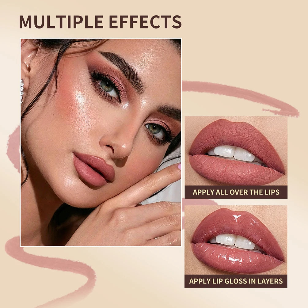 ART VALUE 12 Colors Nude Lipstick Pencil Waterproof Long Lasting Sexy Red Lip Liner Pen Matte Lip Contour Pen Makeup Lip Stain Qme