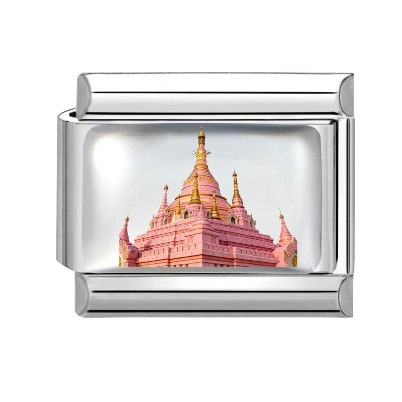 New2026 Hot Fashion Church Tower of Pisa Roman Colosseum Charm Italian Links Fit 9mm Bracelet Stainless Steel Making DIY Jewelry Qme Style 4