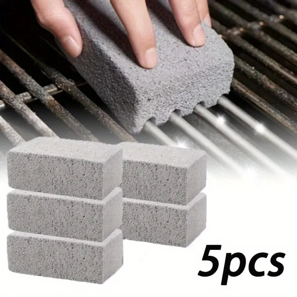 5 BBQ Cleaning Brick Small Grey Grill Plate Tool Grease Pumice Stone Qme