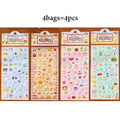 Cute & Healing Puffy Stickers, High-Value 3D Decorative Material for Journals & Guka, Must-Have for Student Stationery Lovers Qme 4 Bags
