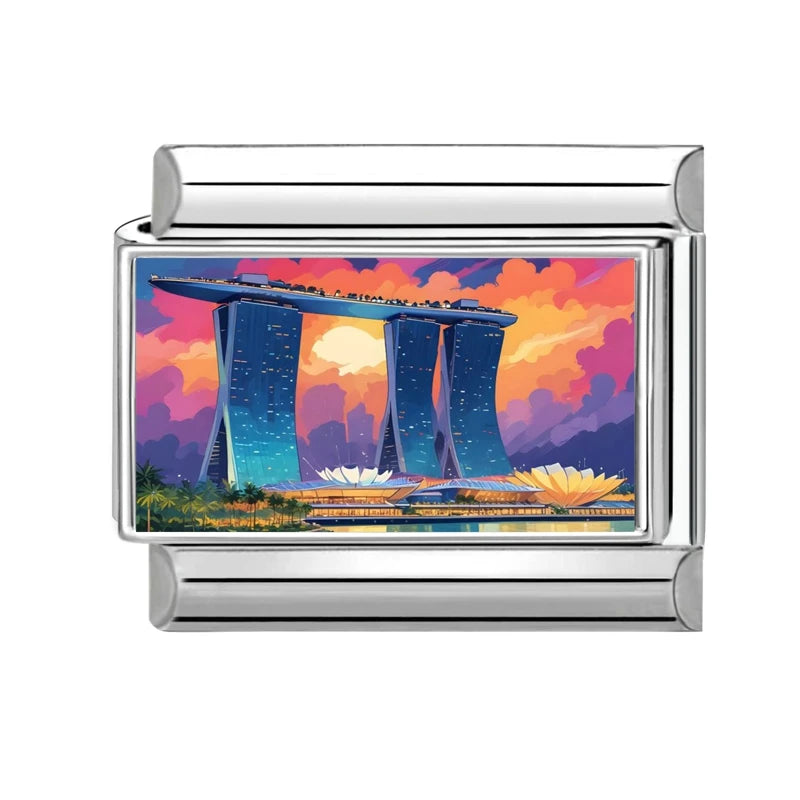 Fashion Pink Skyscraper City Scenery Fish Cat Vase House Italian