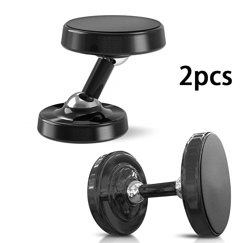 Dual Magnetic Gym Phone Holder for Working Out Videos-Double Sided Strong Magnet with 360 Degree Rotation - Fits Any Smart Phone Qme 2pcs black