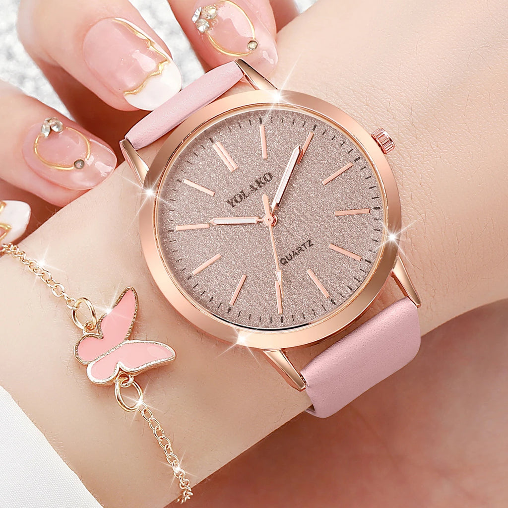 Fashion Starry Sky Women's Watch Quartz Watch with Leather Strap Qme