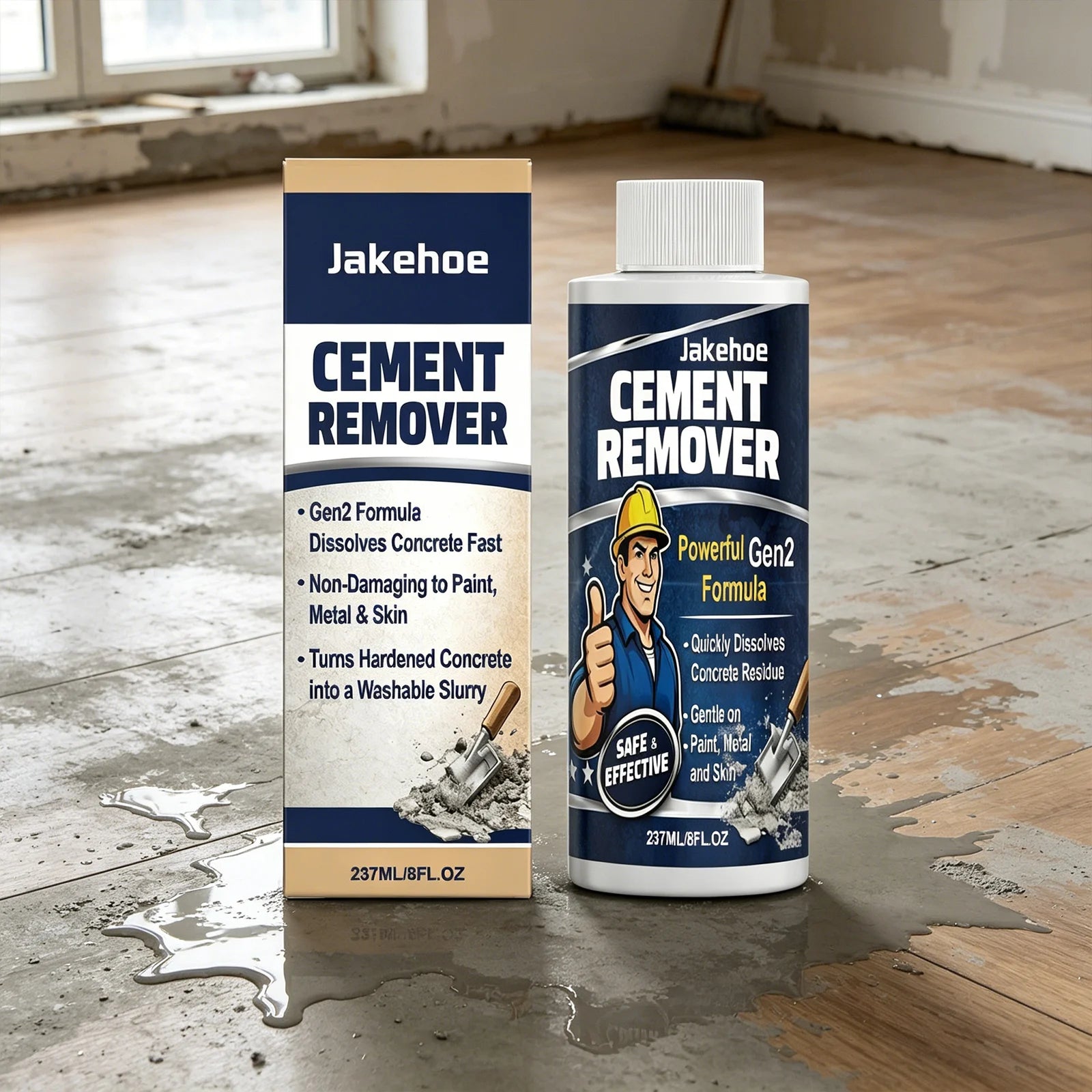 JAKEHOE Cement Remover Effectively Remove Mortar & Cement Deposits Dissolve Concrete Fast Non-damaging to Paint Concrete Cleaner Qme