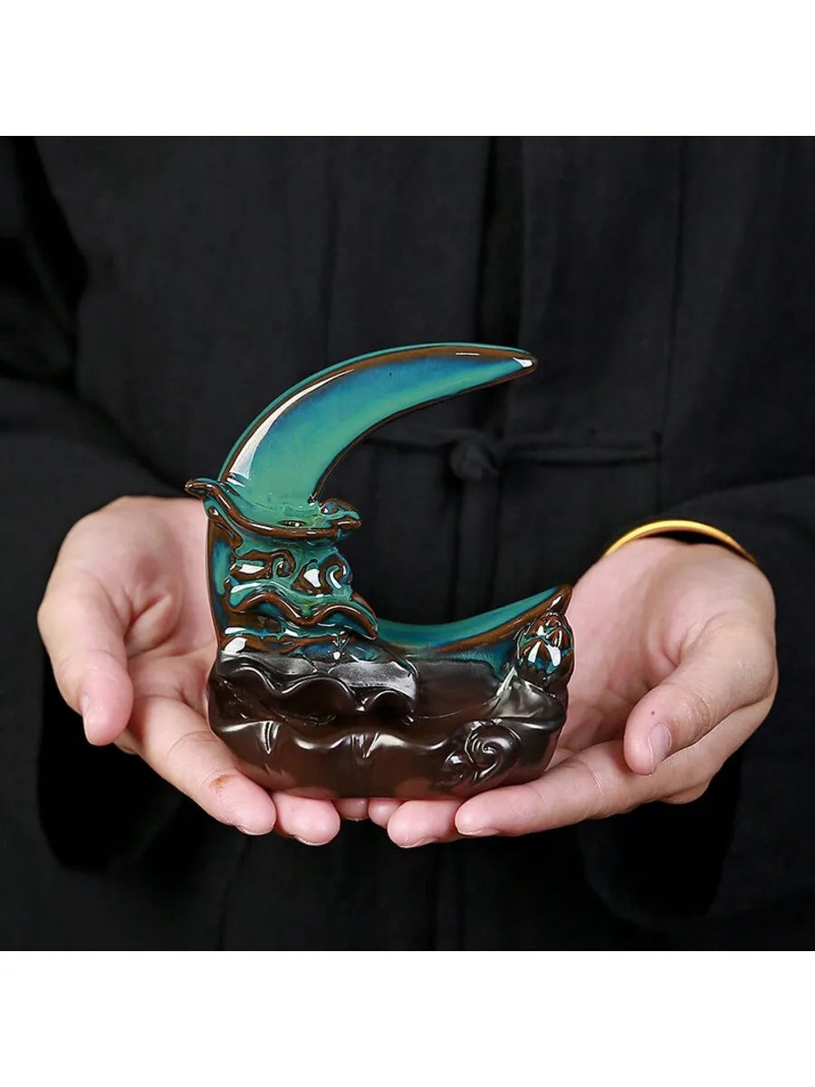 Blue Lotus Pond Moonlight Reflux Incense Burner Home Indoor Creative Qme