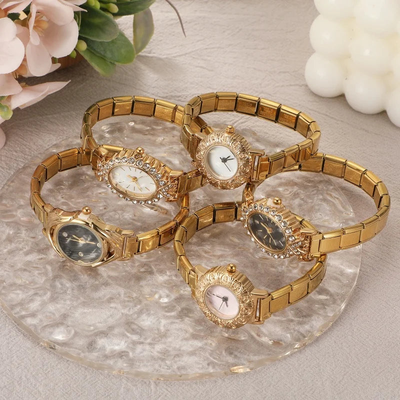 Fashion High Quality Men Women's Stainless Steel Oval Round Shiny CZ Zircon Watch Bracelet For Friend Birthday DIY Jewelry Gifts Qme