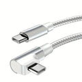 60W 90 Degree Elbow USB C Type C Fast Charging Cable for iPhone 17 16 15 Pro Max Samsung S25 S24 Xiaomi Redmi POCO OnePlus Oppo Qme WHITE 2m