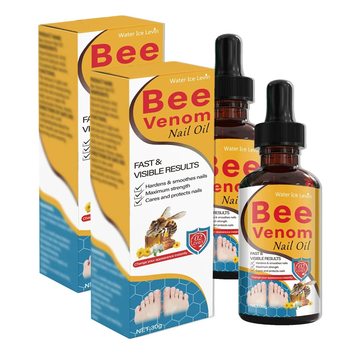 Bee Venom Nail Oil with Salicylic Acid - Fast Visible Results to Harden, Smooth & Strengthen Nails. Maximum Strength Care Qme Gold 30g