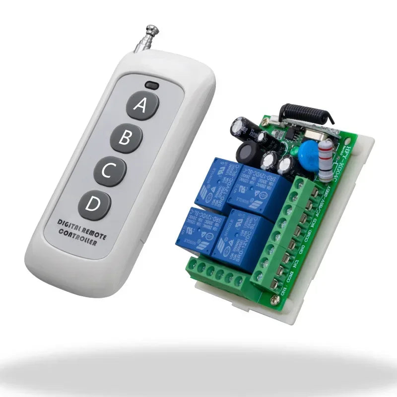 500M Long Range AC 220 V 1CH 1CH Wireless RF Remote Control Light Switch 10A Relay Output Radio Receiver Module+Transmitter Qme