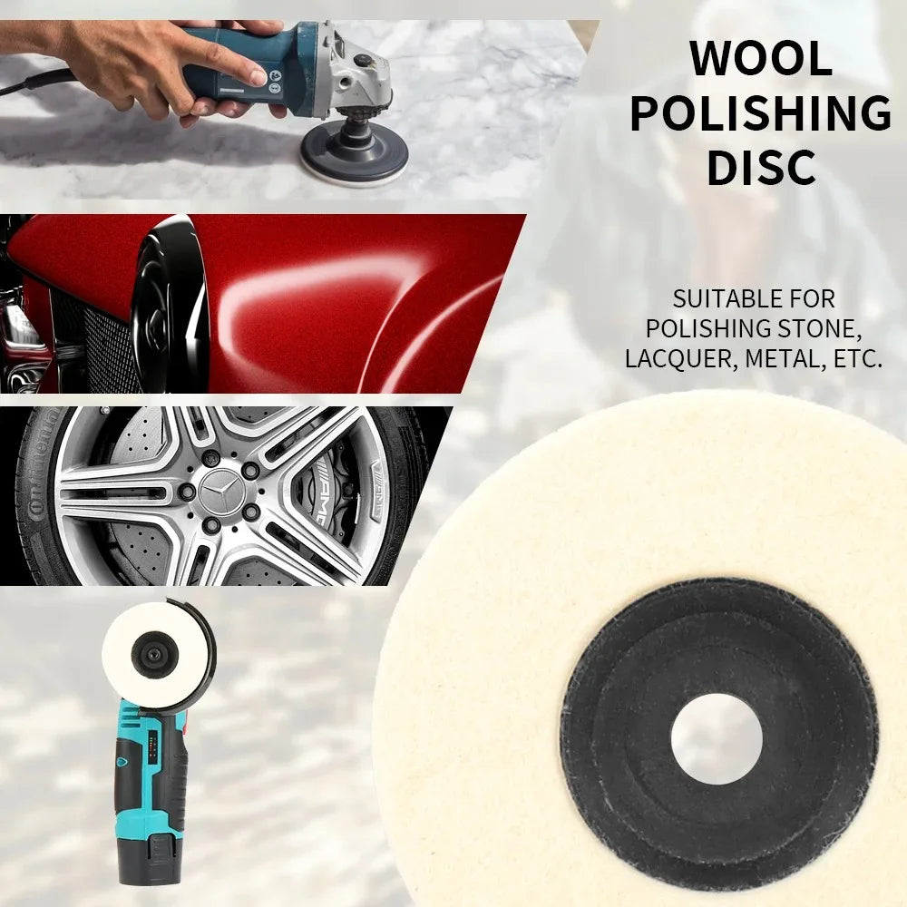 50mm/75mm Wool Polishing Wheel Polishing Pads Angle Grinder Wheel Felt Polishing Disc for Metal Marble Glass Ceramic 1PC Qme