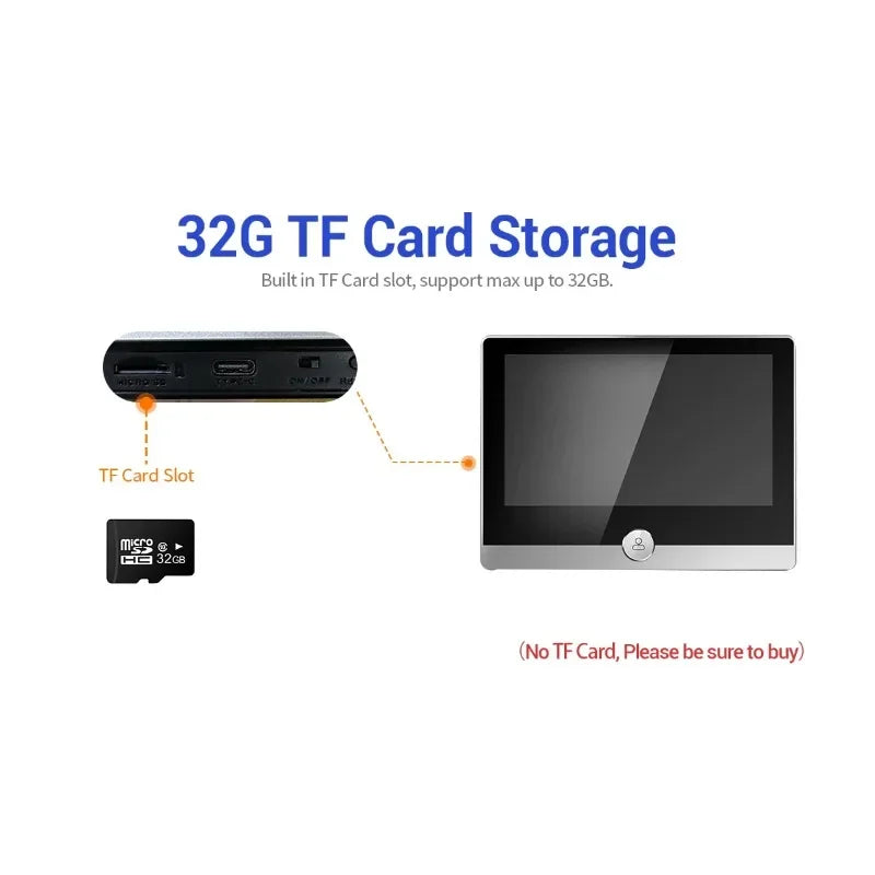 New 4.3 Inch Screen Wireless HD Cat's Eye Video Door Phone Intelligent Visual Doorbell Wifi Intercom Inductive Monitoring Qme