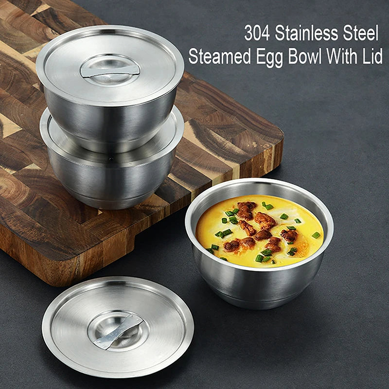Stainless Steel Rice Bowl Lid Soup Steamed Anti-scalding Child Small Qme