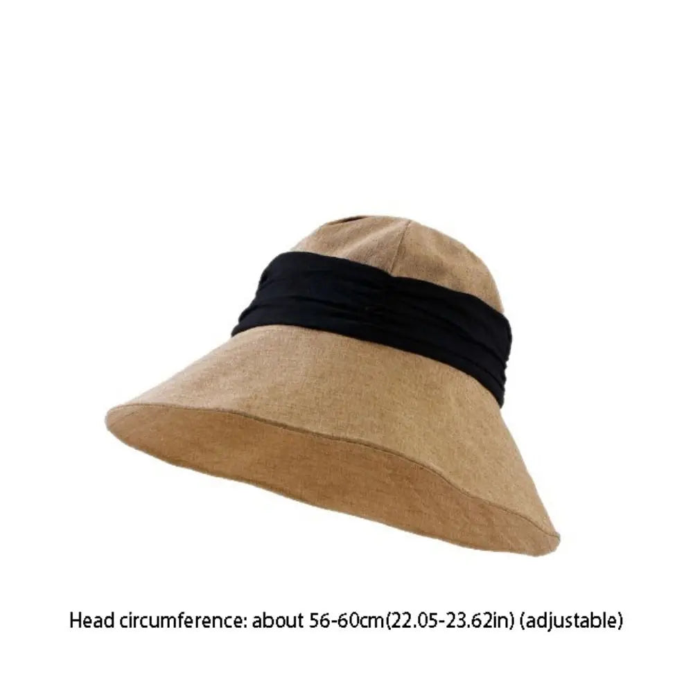 Solid Color Cotton Linen Fisherman Hat Cotton Linen Wide Brim Sunshade Hat Breathable Sun Protection Summer Sun Hat Ladies Qme