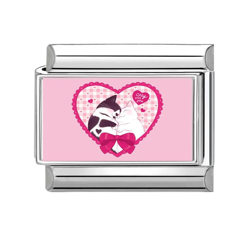 2025 New Cute Rabbit Cats Heart Flowers Italian Charm Link fit 9mm Stainless Steel Jewelry DIY Making Bracelets Gifts Wholesale Qme Style 1