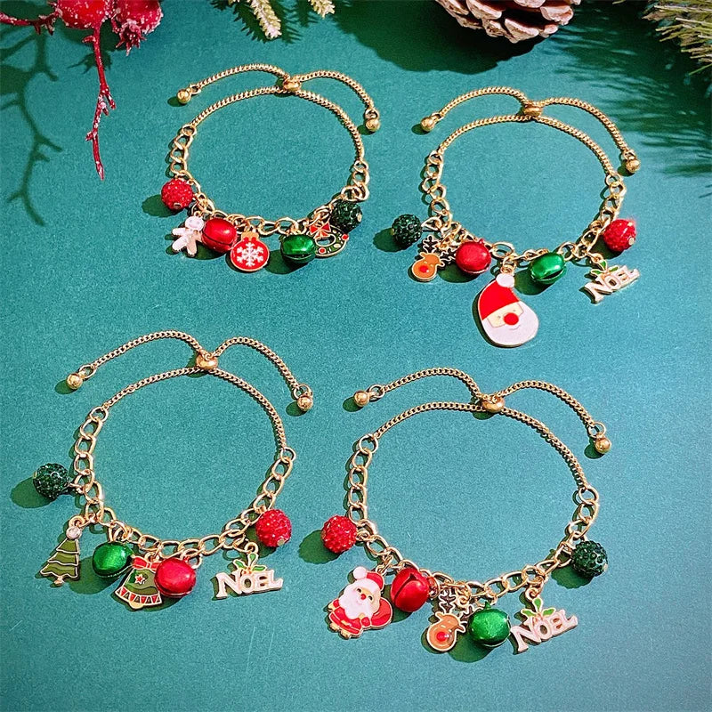 24 Day Advent Calendar Christmas Surprise Snowflake Elk Bell Creative Handmade DIY Children's Bracelet Jewelry Gifts Qme