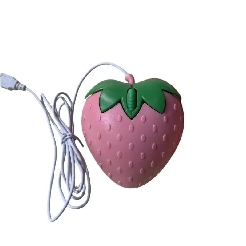 USB Optical Mice 3D Mini Cute Cartoon Strawberry Wired Mouse Laptop Qme A2