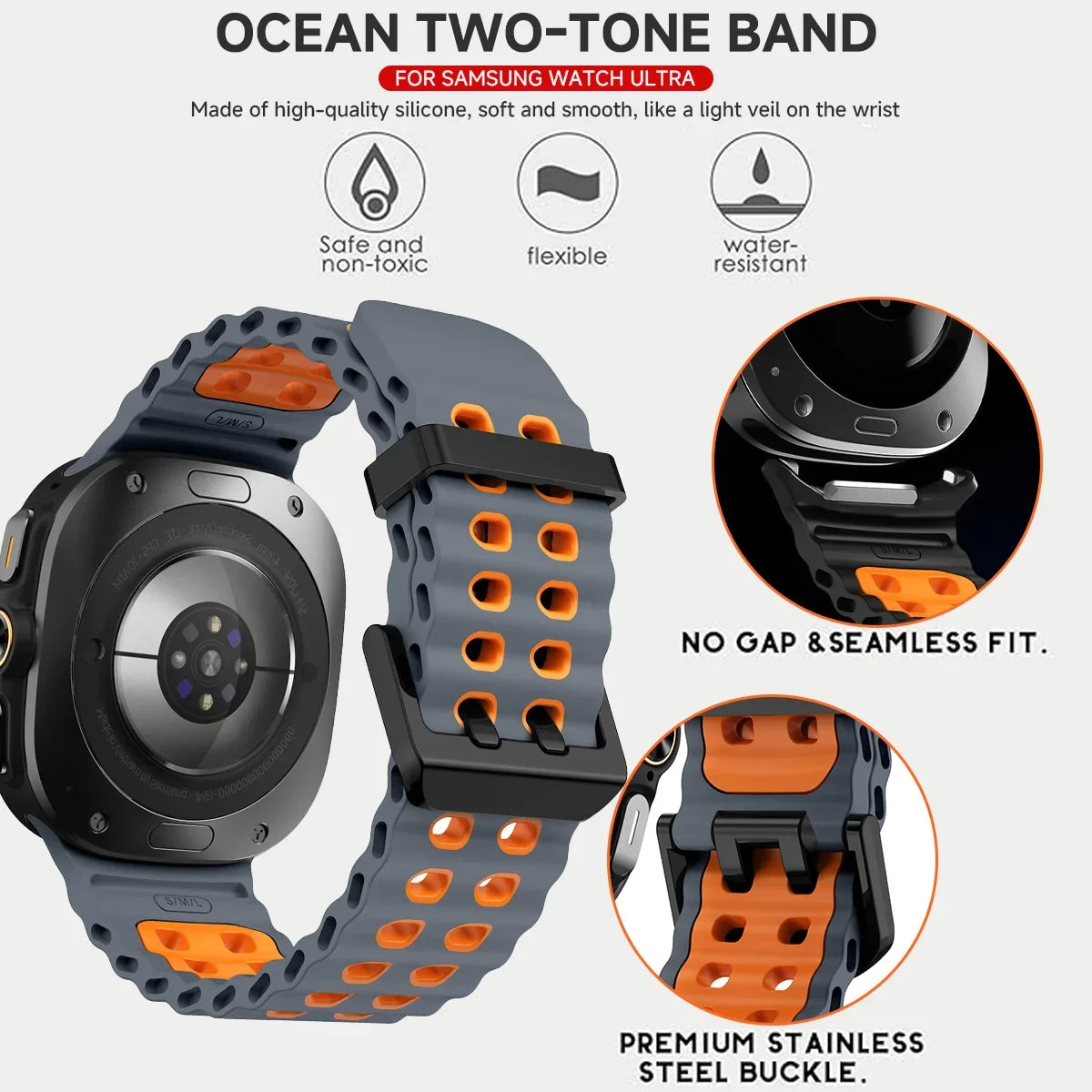 Two-Tone Sports Silicone Strap For Samsung Galaxy Watch Ultra Marine Band Bracelet For GalaxyWatch Ultra 47mm Watchband Qme