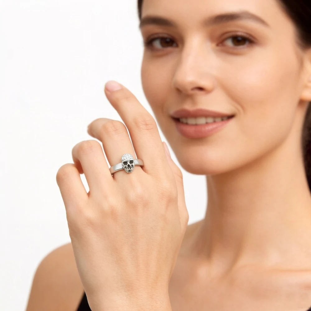 Skull White Pave Ring,Europe Style Glam Fashion Good Jewerly For Women Gift In 925 Sterling Silver,Super Deals Qme