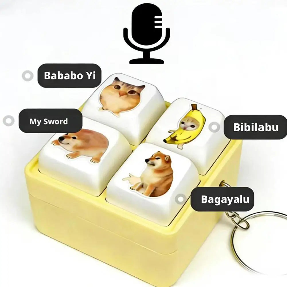 4-Key Keyboard Fidget Toy Keychain Stress Relief Sound Clicker Office Qme