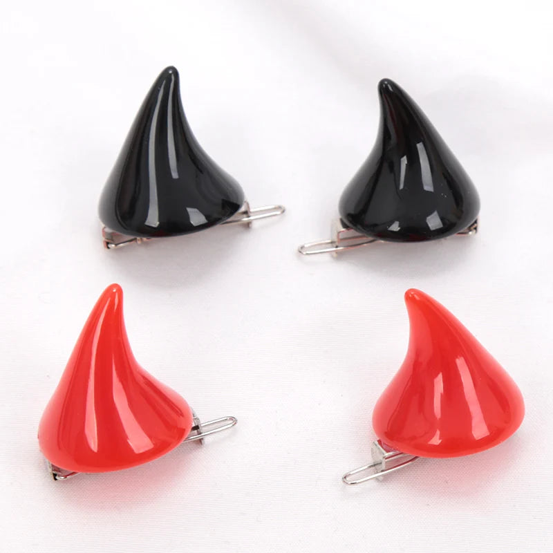 1 Pair Small Demon Horn Hairpins Gothic Party Cosplay Costume Pin Qme