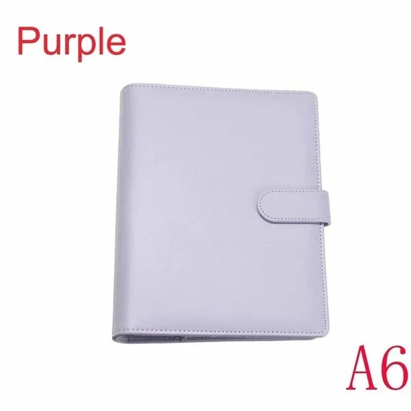 New Vintage Refillable Notebook File Folder Notepad Cover Leather Ring Binder Office Supplies Qme A6 purple