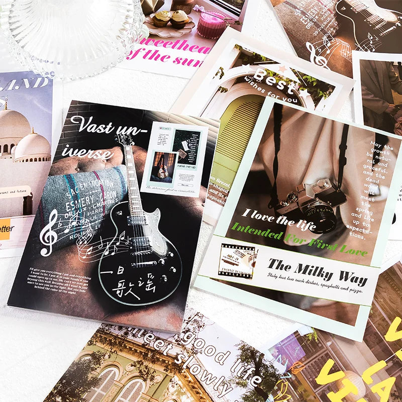 60 sheets INS Landscape Scrapbooking Collage Junk Journal School Stationery Supplies Aesthetic Decorate Planner Background Paper Qme