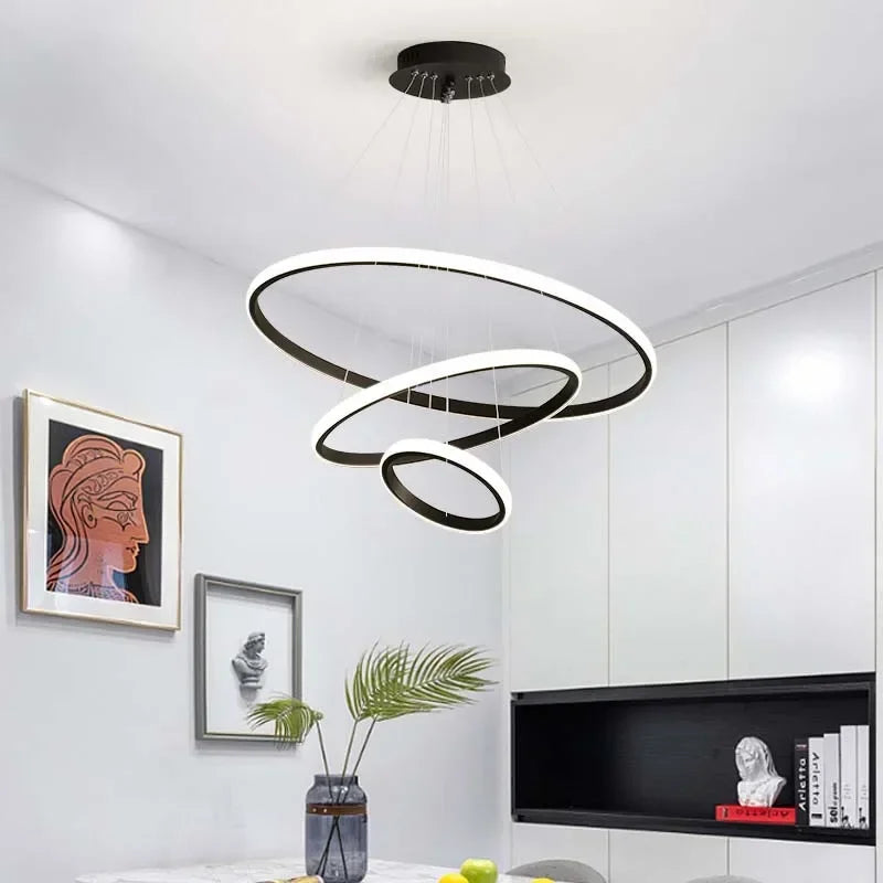 Modern led dining room chandeliers simple ring chandelier living bedroom Lights home indoor lighting decorative Pendant Lamps Qme