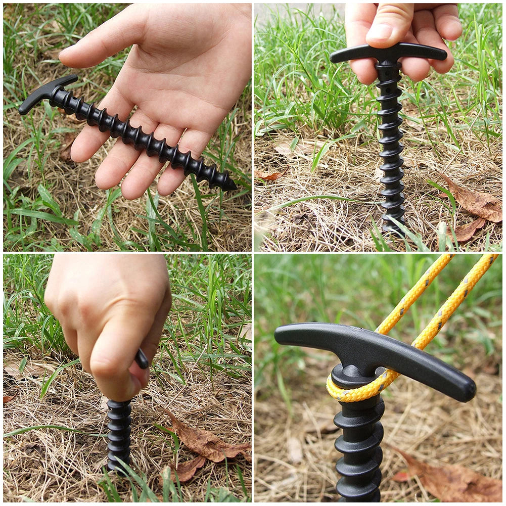 10pcs/pack Outdoor Tent Ground Nails Set Stakes Pegging Ground Nails Peg Screw Anchor Windproof For Outdoor Camper Accessories Qme