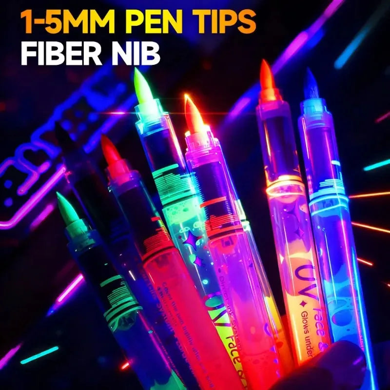 8pcs Colorful Luminous Pen Human Face Paint Painted Pen Student Children Creative Painting Fluorescent Marker Pen Qme