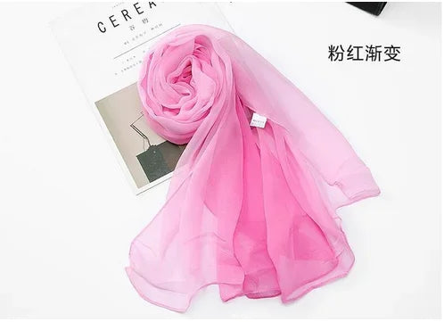 160*50cm Gradient Fashion Chiffon Scarf Women's Long Wraps and Shawls Lady Spring Autumn Scarves Bandana Hijab Stoles Qme Pk