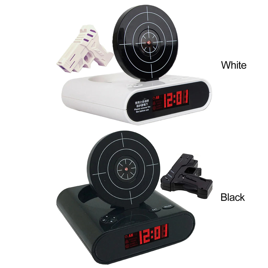 Target Alarm Clock with Gun & LED Display Personalized Wake Shot Alarm Clock Ringtones Customization for Home Office Living Room Qme