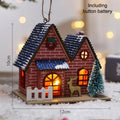 LED Wooden Christmas House Mini Xmas Snow Houses Wooden Winter Village Building Figurines Table Ornaments Holiday Party Decor Qme A3