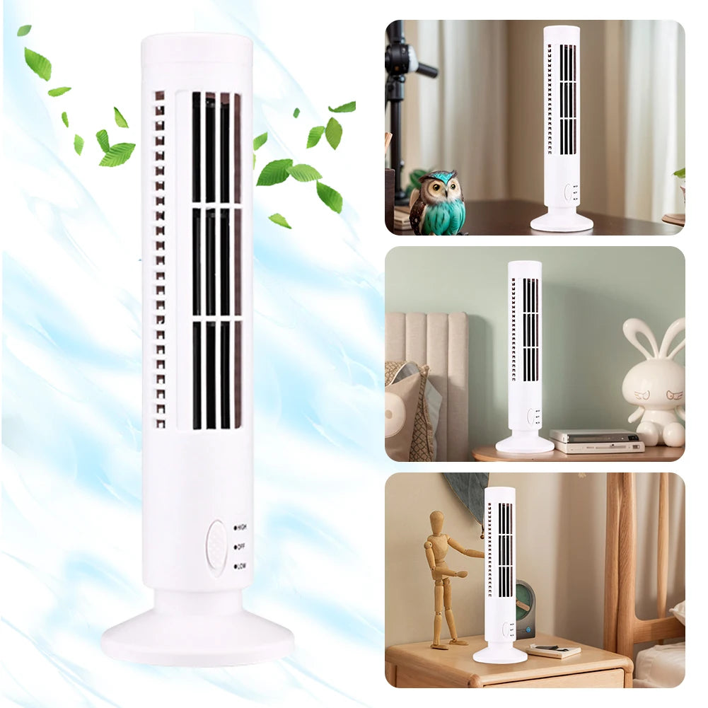 LED Tower Fan Bladeless Tower Fan 2 Gear Speed Adjustable Portable Electric Desk Fan for Home Bedroom Living Rooom Office Qme