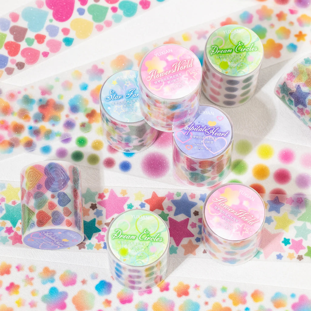 50mm*2m Cute Star pattern Washi Tape Adhesive Diary Sticker Masking Tapes Decorative Christmas DIY Creative Stationery Stickers Qme
