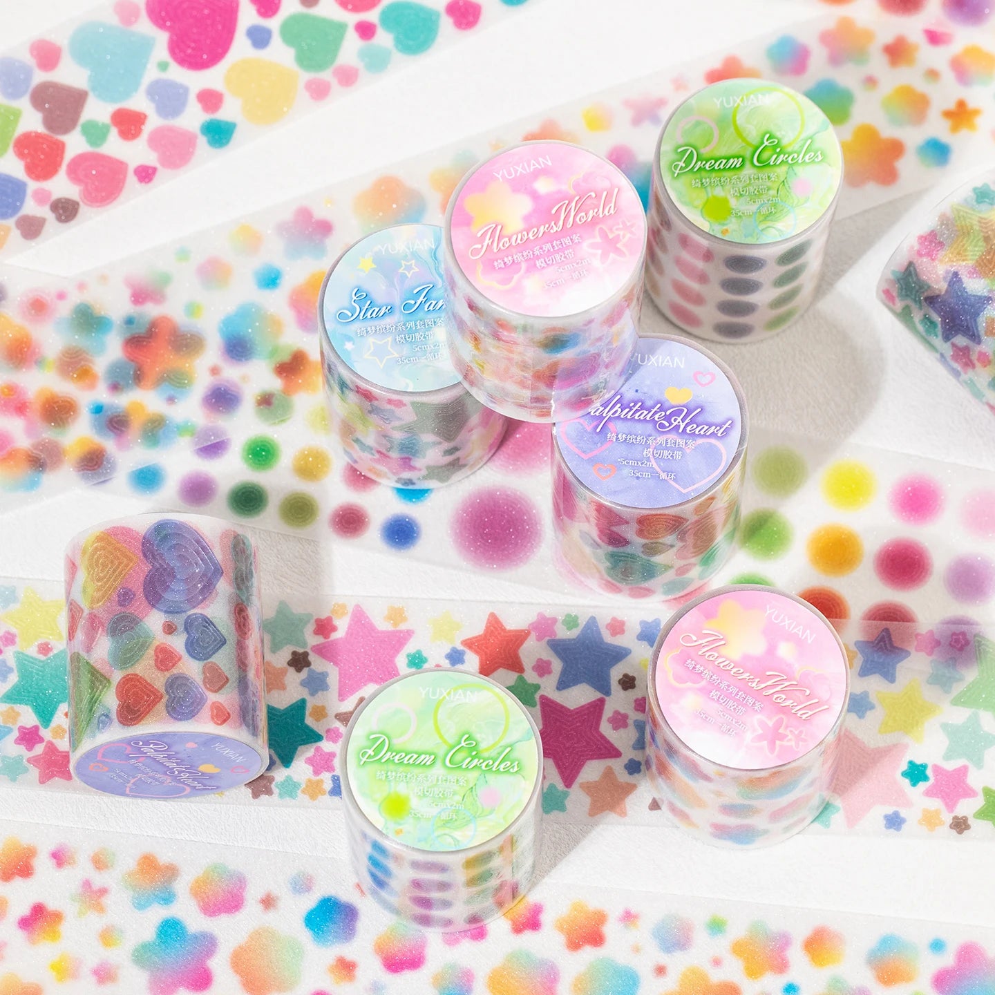 50mm*2m Cute Star pattern Washi Tape Adhesive Diary Sticker Masking Tapes Decorative Christmas DIY Creative Stationery Stickers Qme