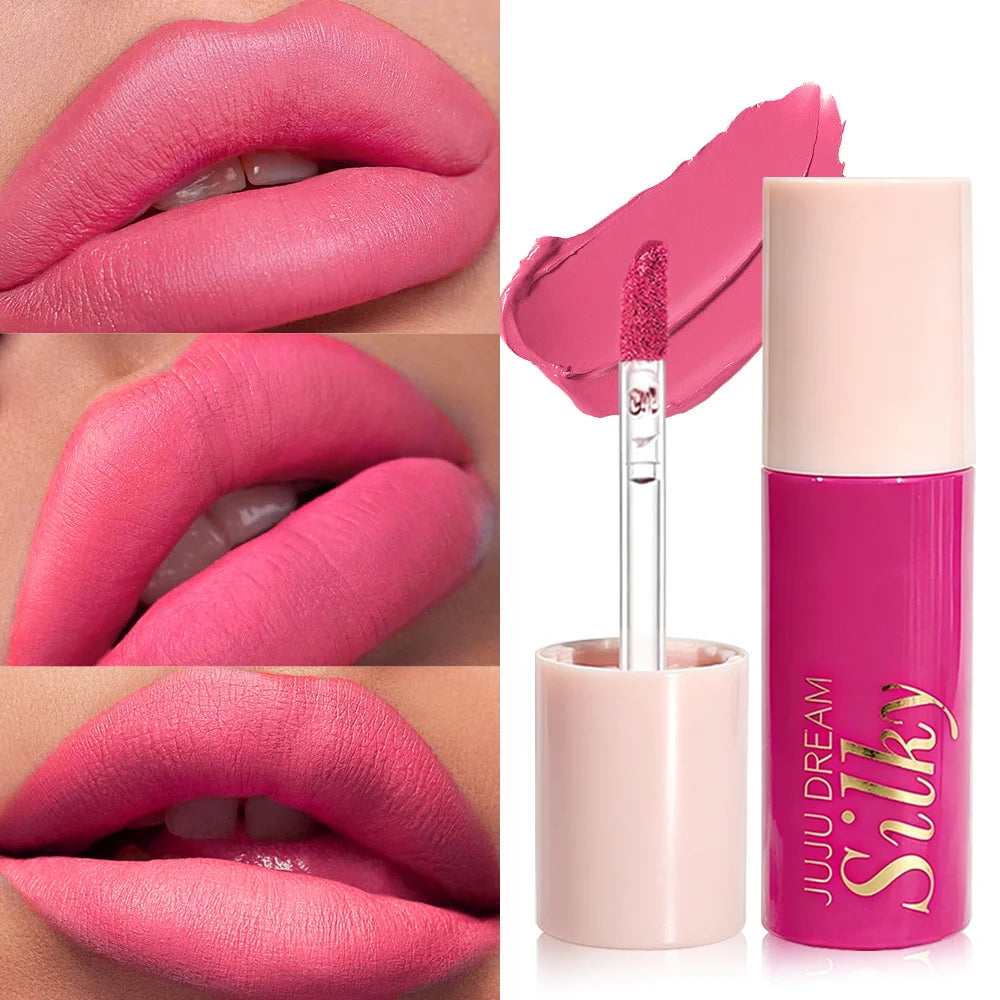 Silky Matte Lipstick Pink Lip Tint Long-lasting Waterproof Gloss Nude Qme