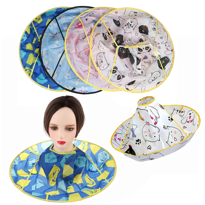 Kids Hair Cutting Gown Hairdresser Apron Cloak Barber Cape Umbrella Qme