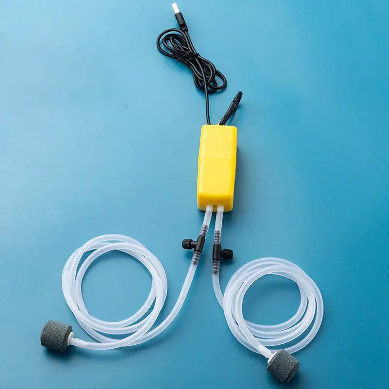 Mini Aquarium Air Pump Oxygen Check Valve Stone USB Filter Fishing Qme Yellow