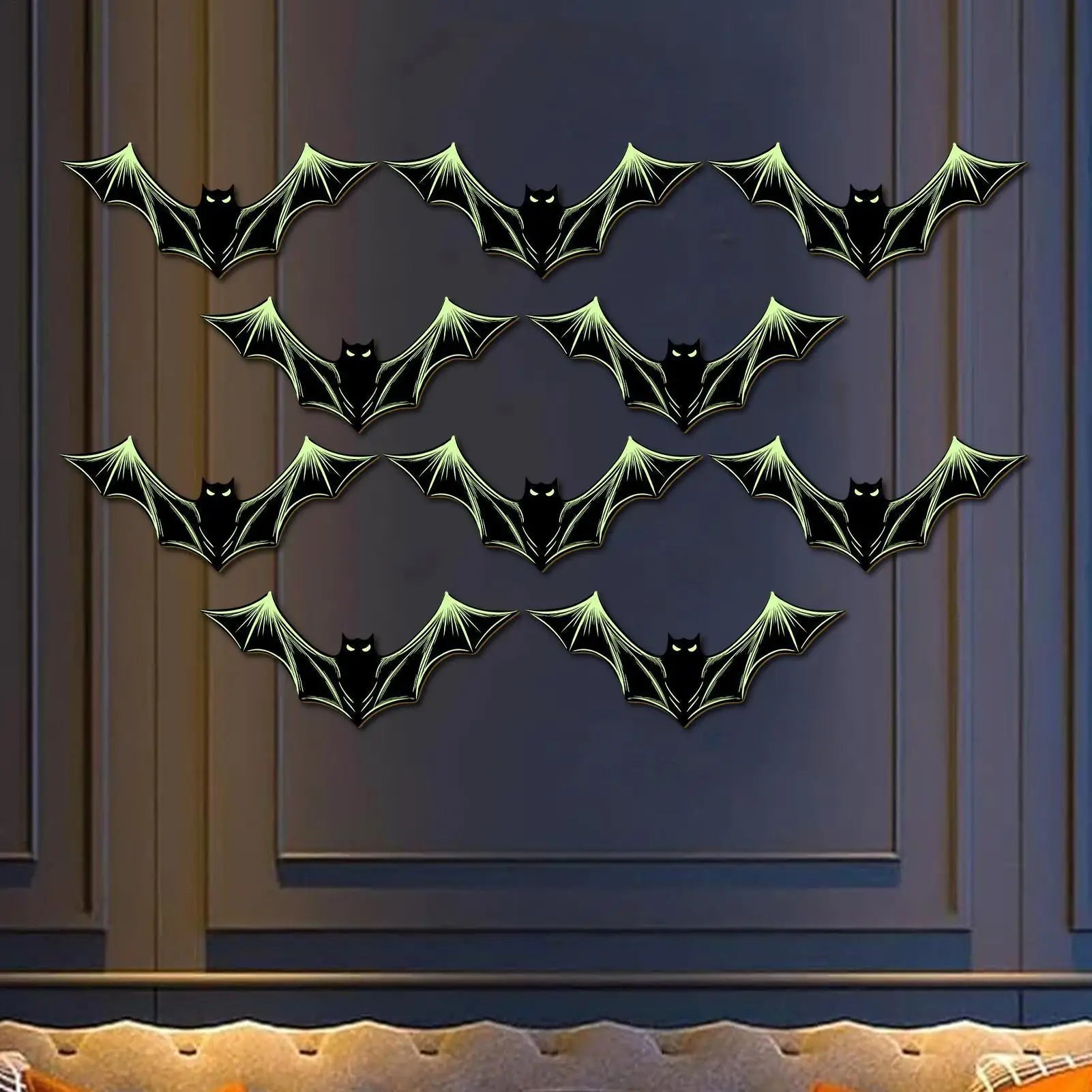Bat Wall Decor Glowing Bats Holiday Halloween Gothic Decoration 10 Qme