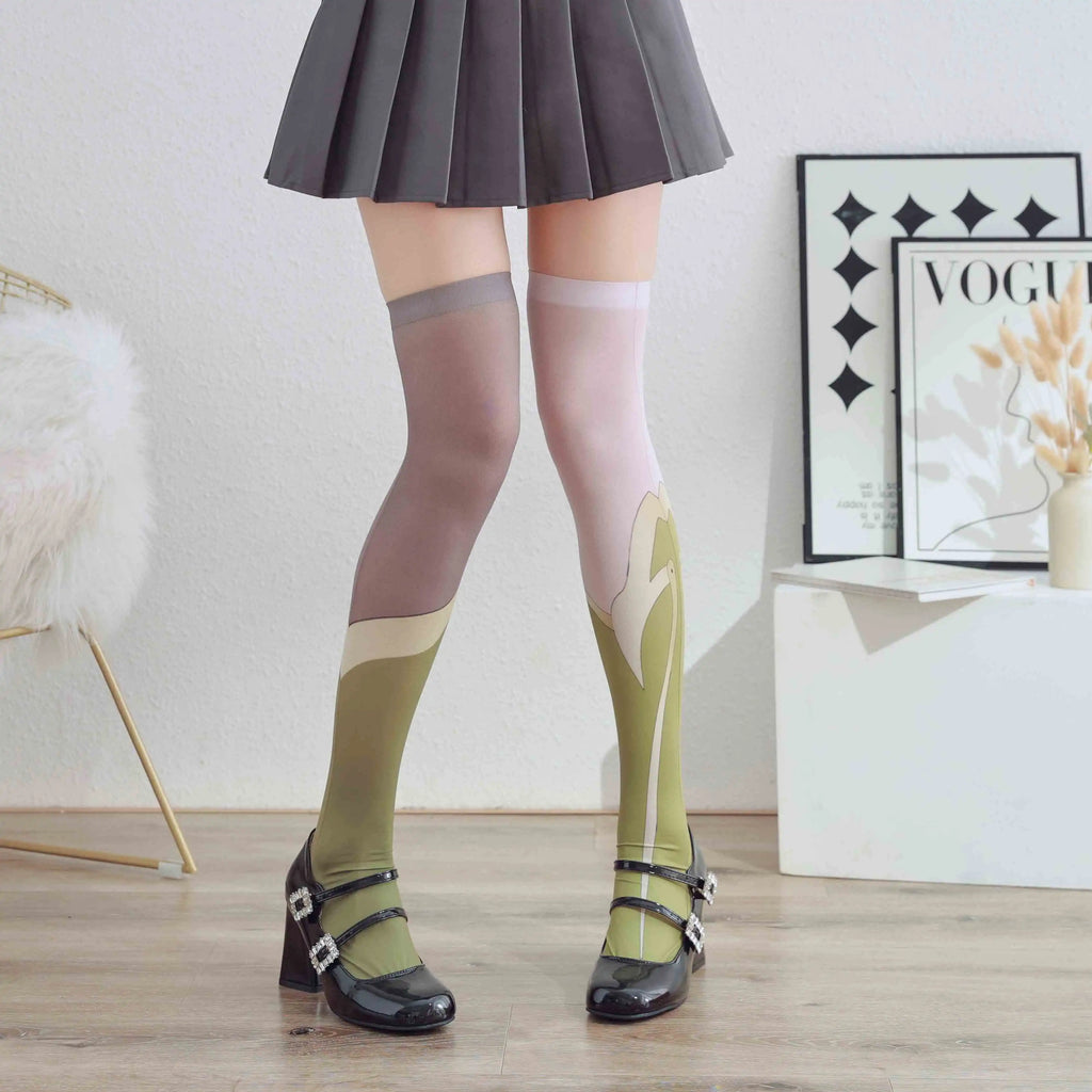 Sexy Long-tube Thigh Two-dimensional Green Cute Girl Velvet Stockings Qme style1 S