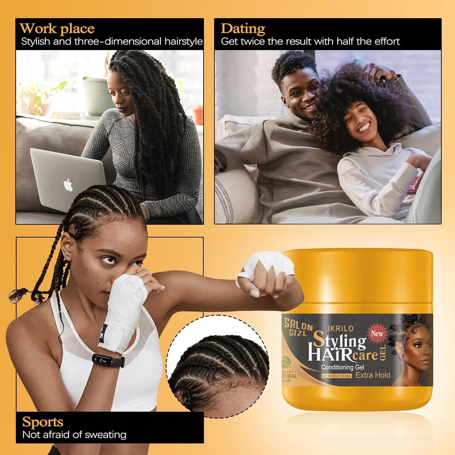 Hair Styling Gel-strong Hold Gel Men Women 24H Non-sticky No Flake Qme