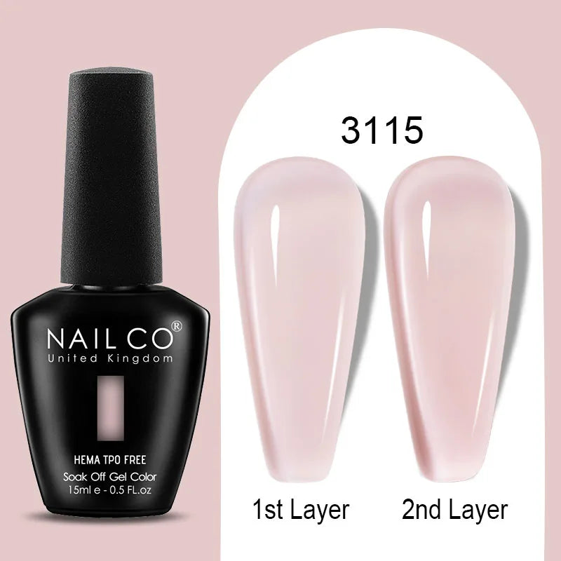 Nailco Jelly Gel Nail Polish Transparent Varnishes 44 Colors Red Pink