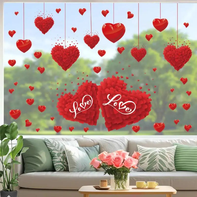 Heart Shaped Wall Window Stickers Valentine's Day Festive Party Atmosphere Decorations For Home Party Shop Restaurant Qme
