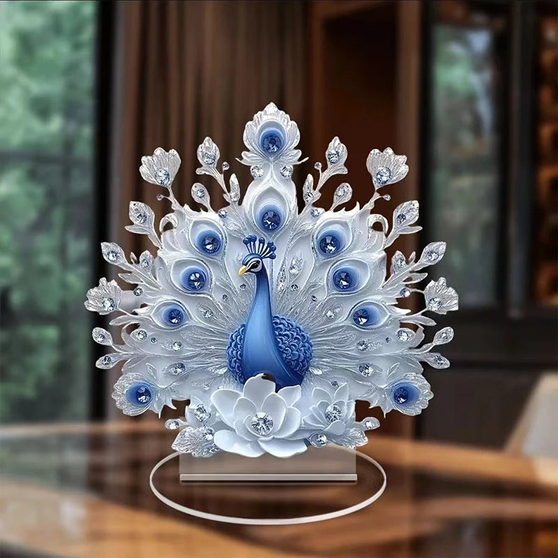 Decor Peacock Figure Office Housewarming Desktop Ornament Qme