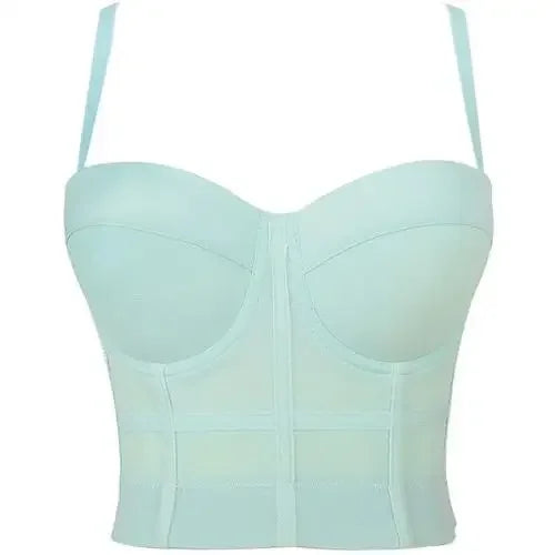 Mesh Push Up Bralet Women's Corset Bustier Bra Night Club Party Long Cropped Top Vest Plus Size Tank Top Women White Corset Qme GN XL