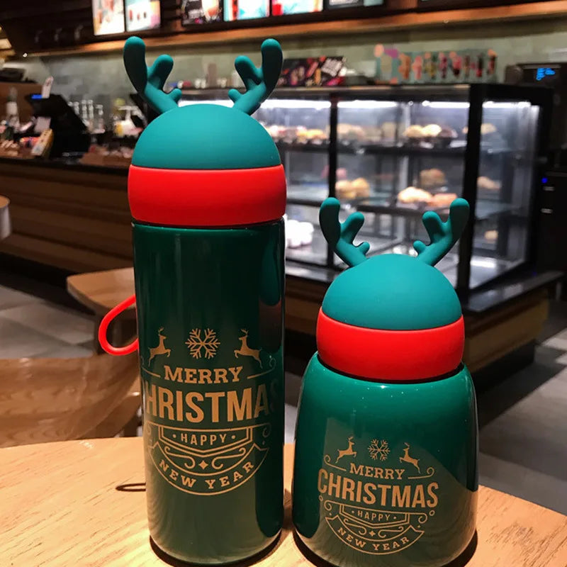 Christmas Personalized Antler Portable Outdoor Parent-child Water Qme green High cup