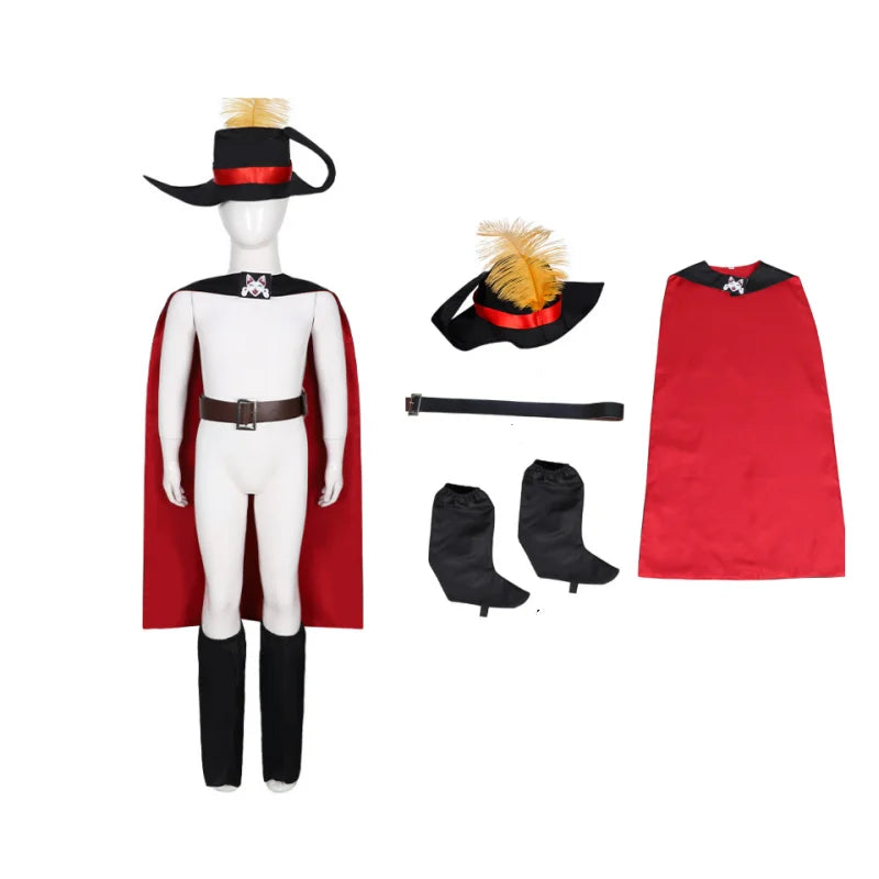 Anime Puss In Boots Cosplay Anim Cartoon Cat Costume Set Cloak Halloween Masquerade Carnival Party Prop Outfits Accessory Suit Qme Red 4pcs L