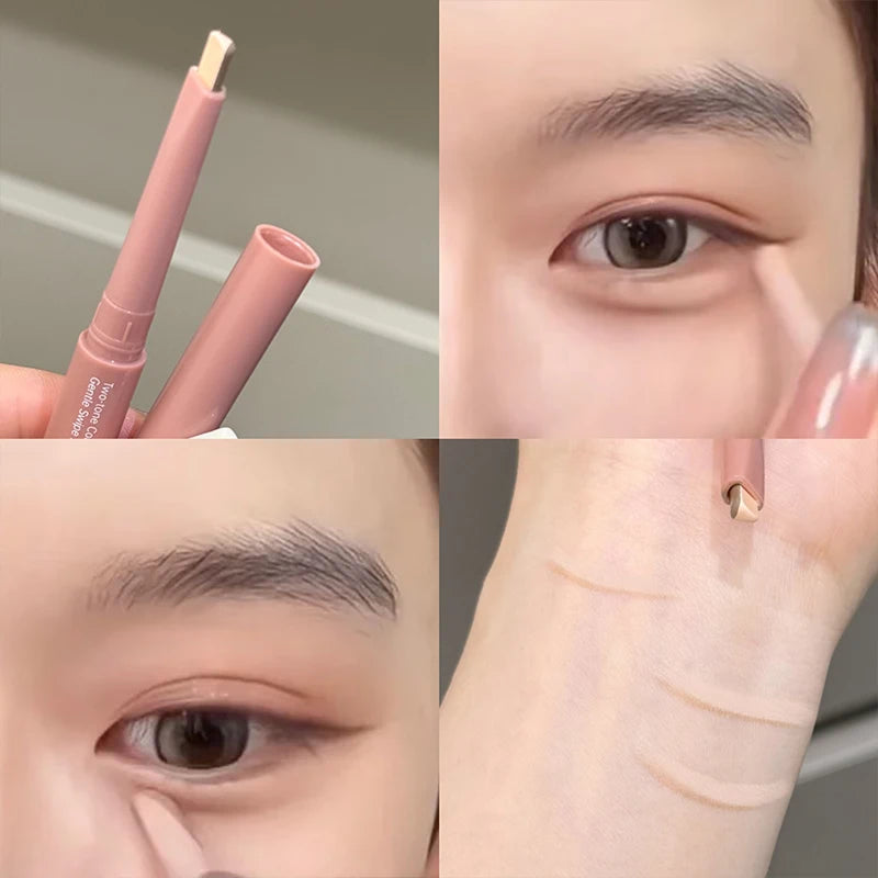 Two-tone Paste Lying Silkworm Pen Under Eye Liner Brighten Shadow Makeup Pencil Nude Pink Beige Lower Eyelid Highlighter Contour Qme 01